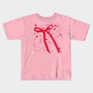 Hearts and Bow Ribbon Kids T-Shirt